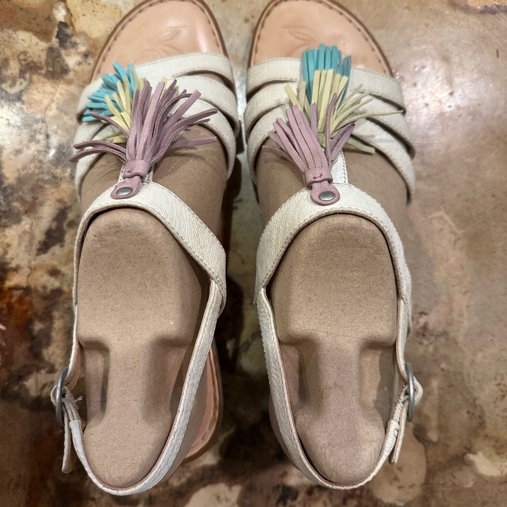Born Women's Sandals with Cream and Pastel Tassels